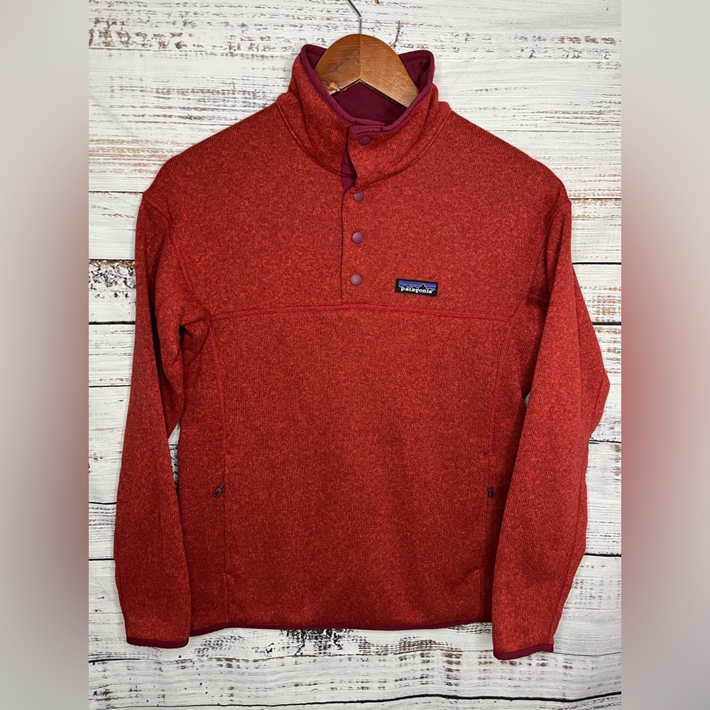 Patagonia Jacket Womens S Red Lightweight Better Sweater Snap T Pullover (FLAW)